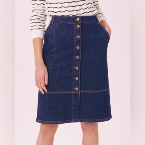 Hobbs Macy High Waist Button Front Denim Skirt - Picture 1 of 6